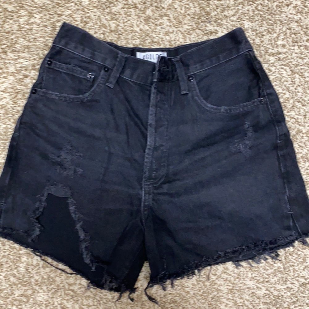 AGoldE Black destroyed denim shorts